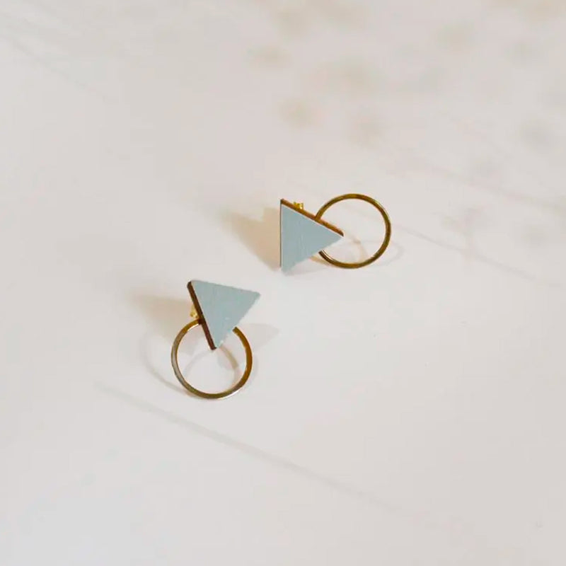 Pendientes - Small Studs Triangle Light Green Blue