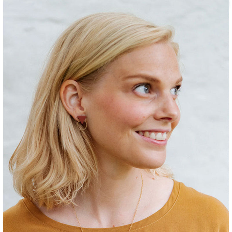Pendientes - Small Studs Triangle Terracota