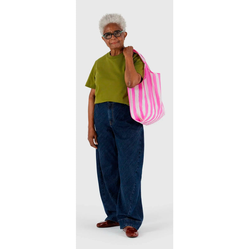 Bolsa Baggu - Pink Painted Stripe