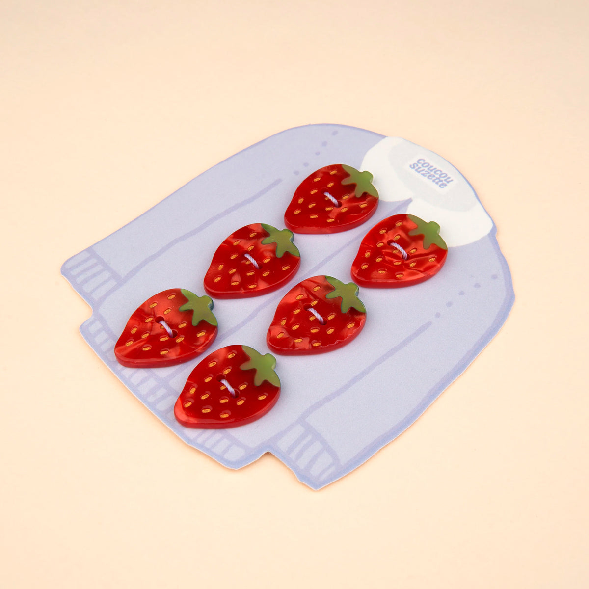 Set de 6 botones - Fresa 🍓