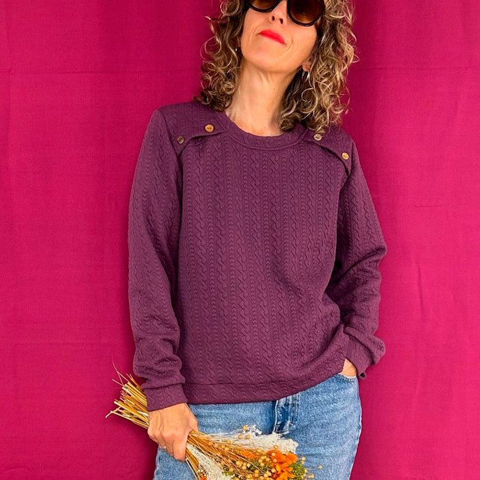 Sudadera La Compiano - Button Berenjena