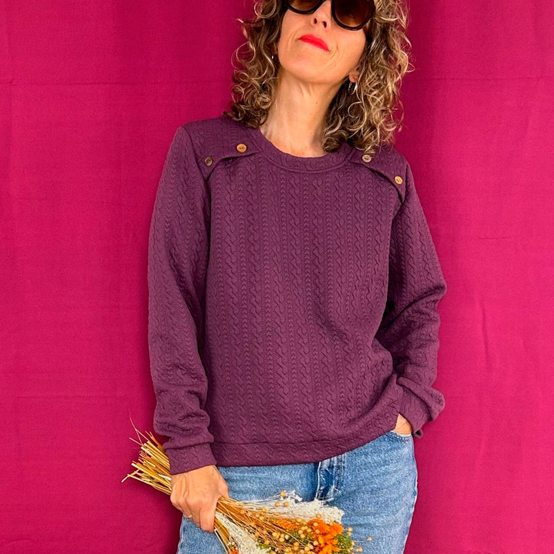 Sudadera La Compiano - Button Berenjena