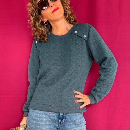 Sudadera La Compiano - Button Petróleo