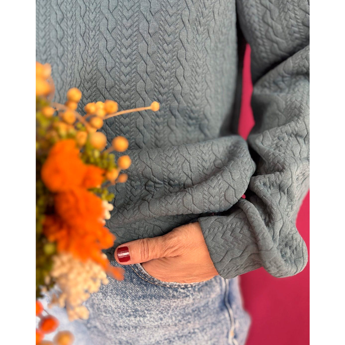 Sudadera La Compiano - Button Petróleo