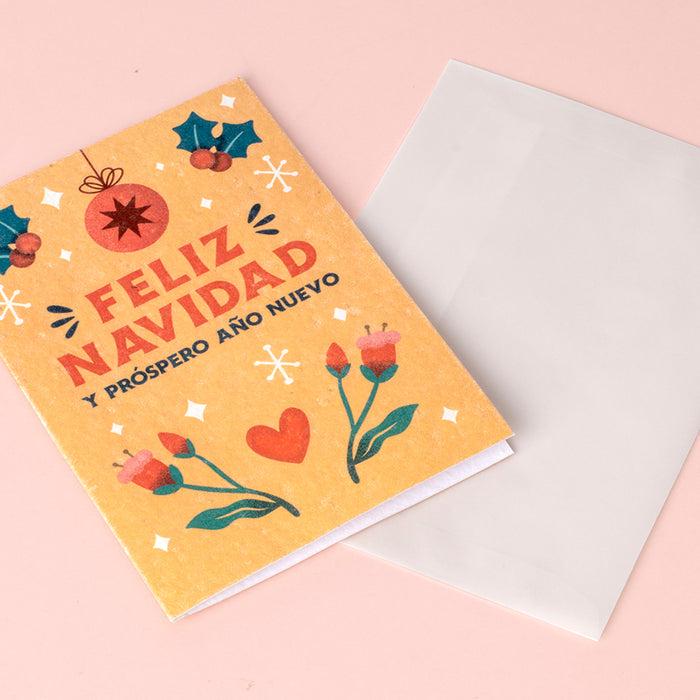 Postal plantable - "Feliz Navidad y Próspero Año Nuevo" 🎄