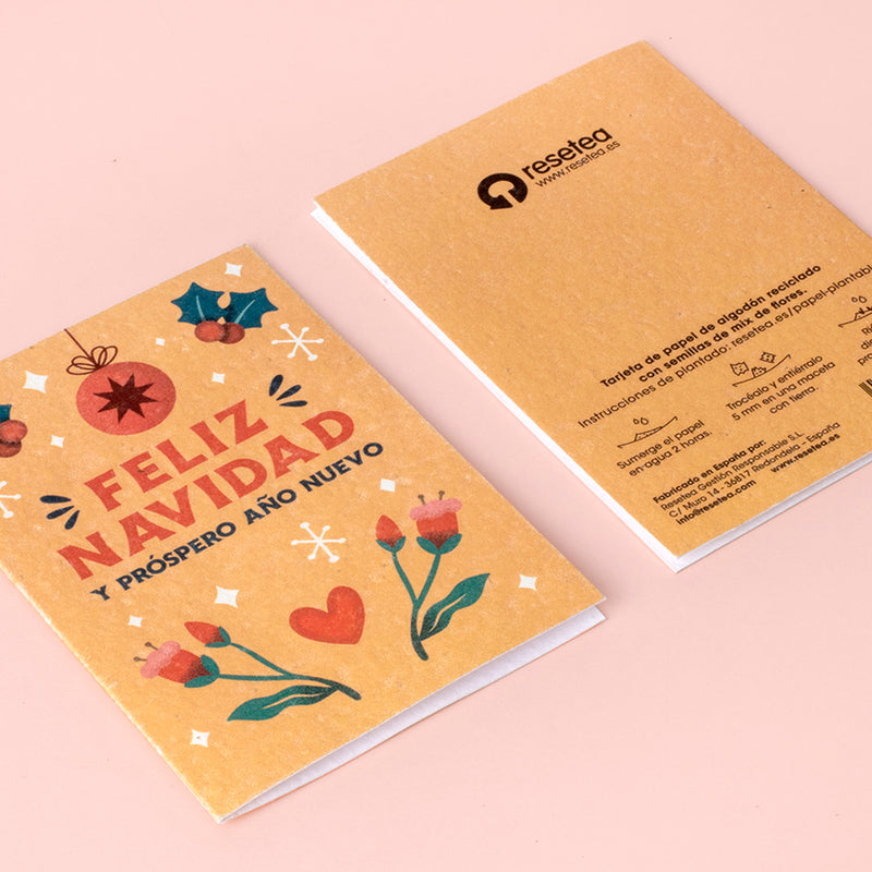 Postal plantable - "Feliz Navidad y Próspero Año Nuevo" 🎄
