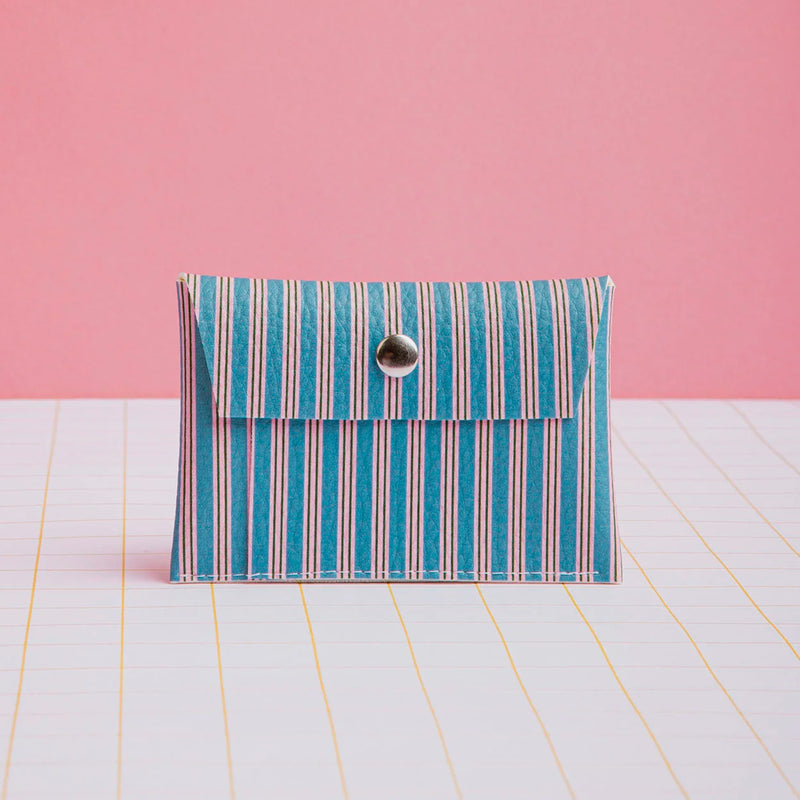 Tarjetero - Rayas Azul y Rosa