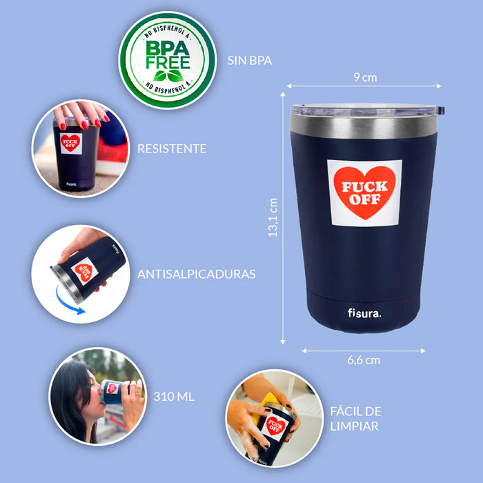 Vaso termo - "Fuck Off" Azul