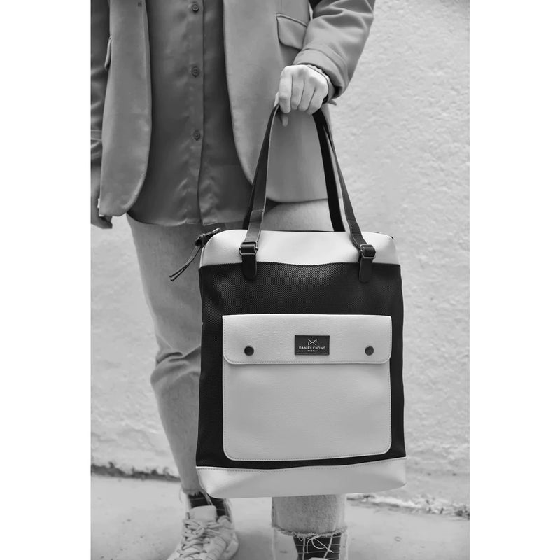 Bolso-mochila The Wanderer de Daniel Chong - Gris con bolsillo marrón