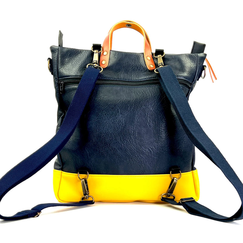 Bolso-mochila Worker Bag Brunello de Daniel Chong - Azul con bolsillo azul