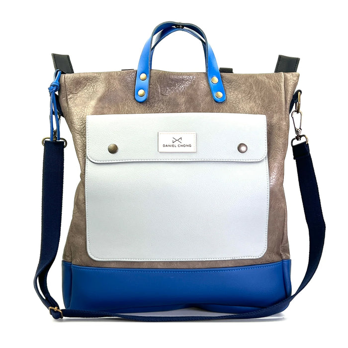 Bolso-mochila Worker Bag Brunello de Daniel Chong - Beige oscuro con bolsillo gris