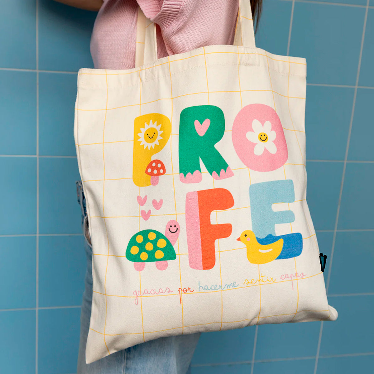 Tote bag UO - "Profe, gracias por hacerme sentir capaz" 🌼🌞