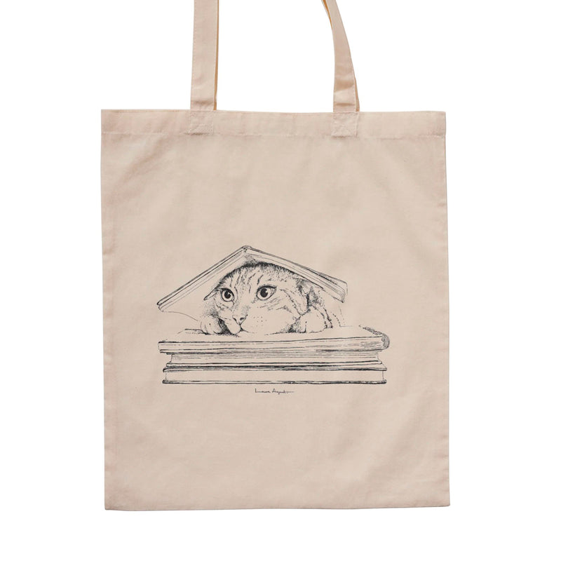 Tote bag - "Cat under the book" de Laura Agustí