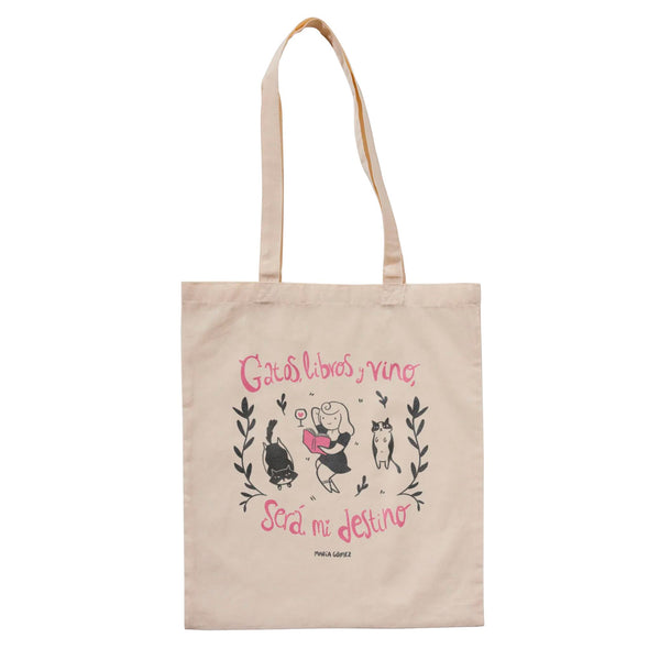 Tote bag - "Gatos, libros, vino” de María Gómez