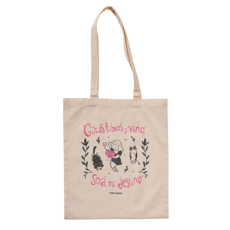 Tote bag - "Gatos, libros, vino” de María Gómez