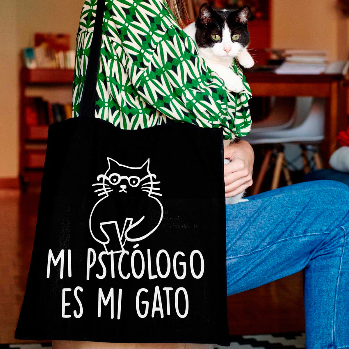 Tote bag - "Mi psicólogo es mi gato"