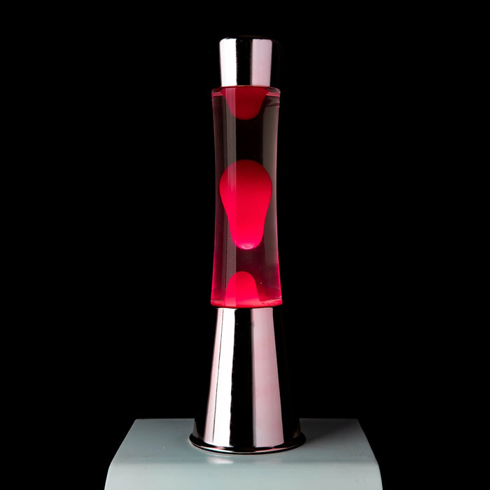 Lámpara de lava Fisura - Base oro rosa, líquido transparente, lava magenta