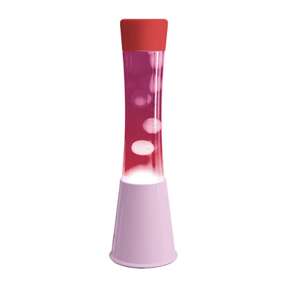 Lámpara de lava Fisura - Base rosa, tapa roja, líquido rosa, lava blanca