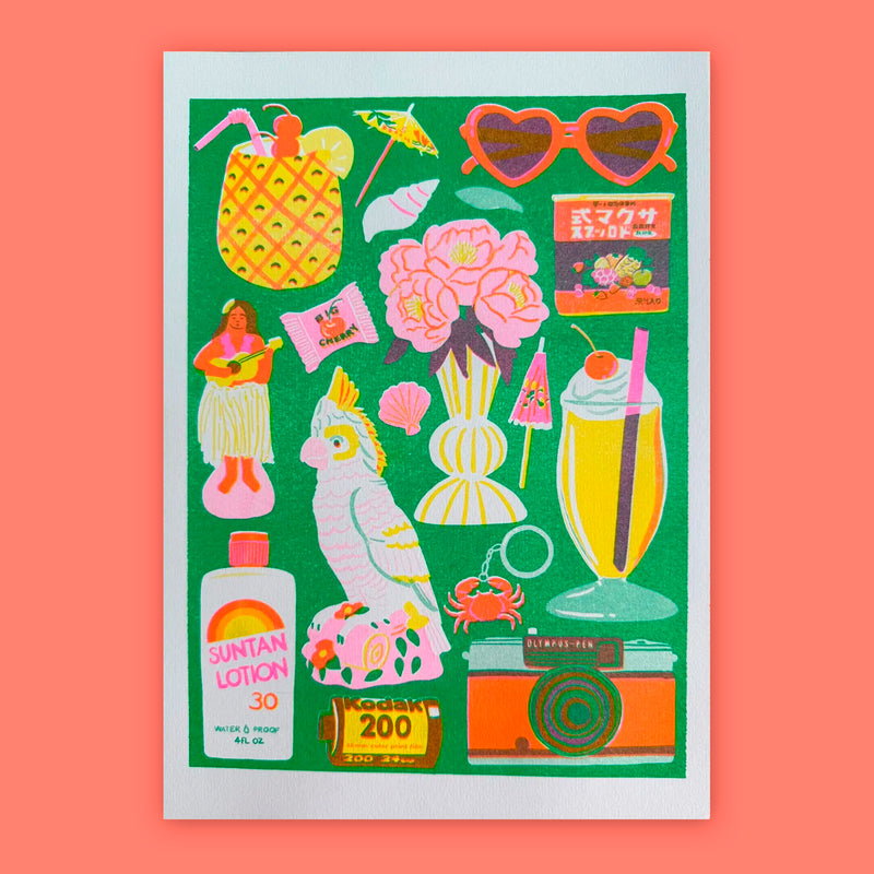Print de Naomi Wilkinson A4 - "Tropical" 🍍🍸🦜