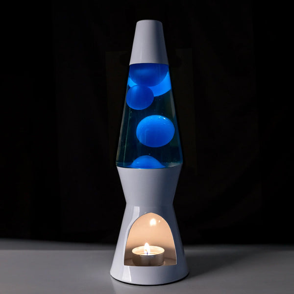 Lámpara de lava Vela - Blanca y azul