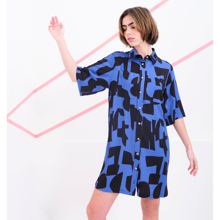 Vestido Béhulah - Coppola Abstracto Azul