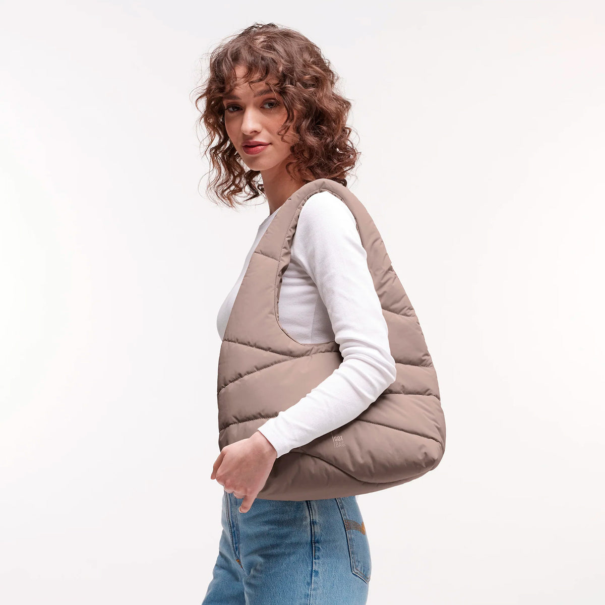 Bolso Got Bag - Wavy Puffer Shoulder Bag Oyster
