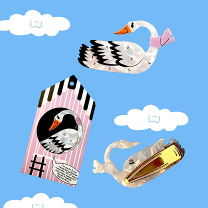 Pasador para el pelo grande Miss Feathers - Winter Swan