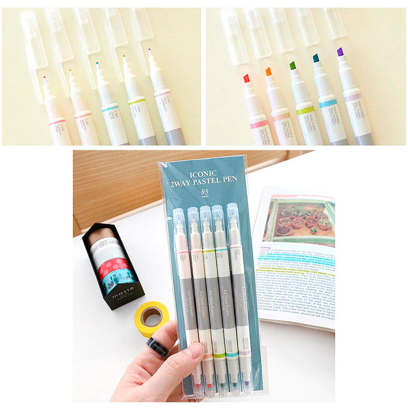 Rotuladores pastel doble punta - Pack de 5