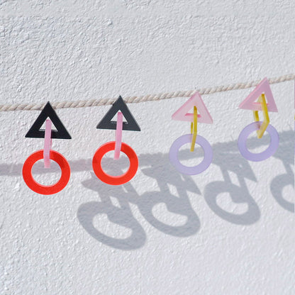 Pendientes  - Esencial Negro, rosa y naranja