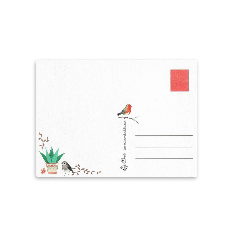 Postal - "Pájaros en la cabeza" de Lady Desidia