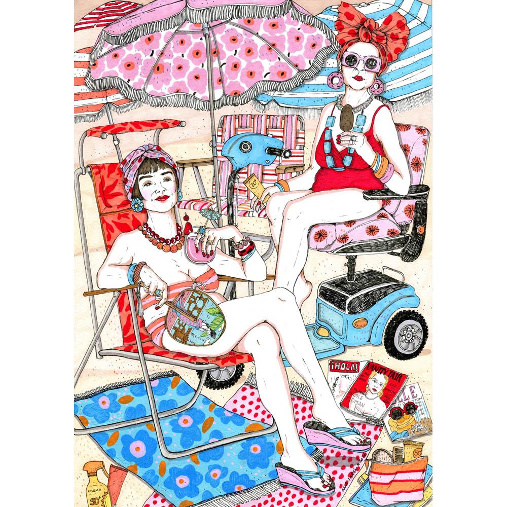 Print de Ana Jarén A4 - "Beach Ladies"