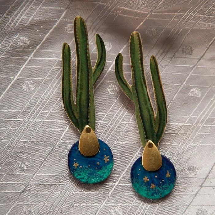 Pendientes de madera - Cactus majorelle