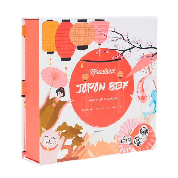 Caja de cuatro calcetines de algodón de inspiración japonesa.