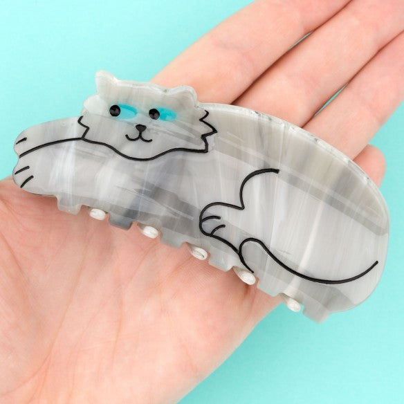 Pinza para el pelo - Gato Gris