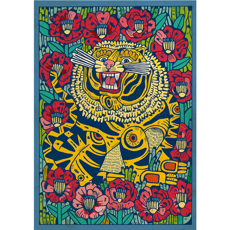 Print de Asís Percales A3 - "Gato montés en un campo de amapolas"