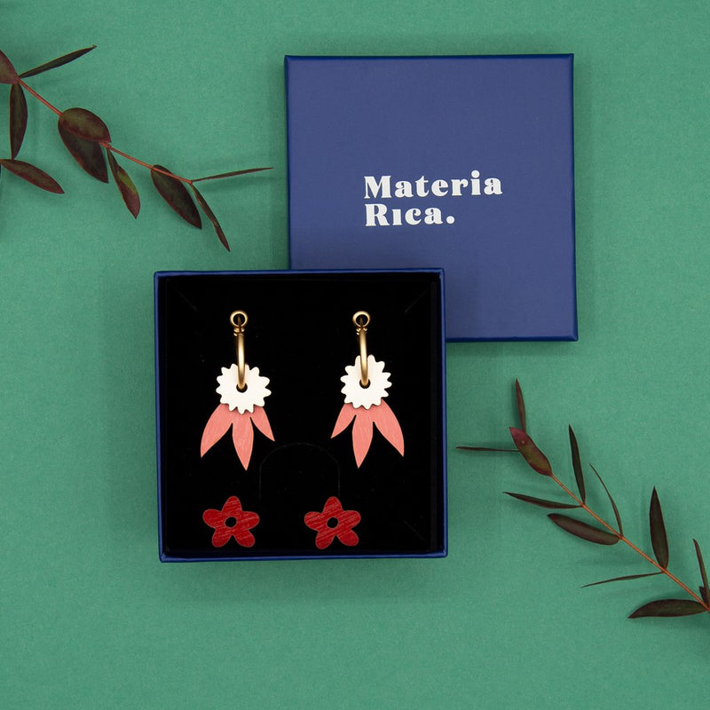 Pendientes de aro - Blush garden