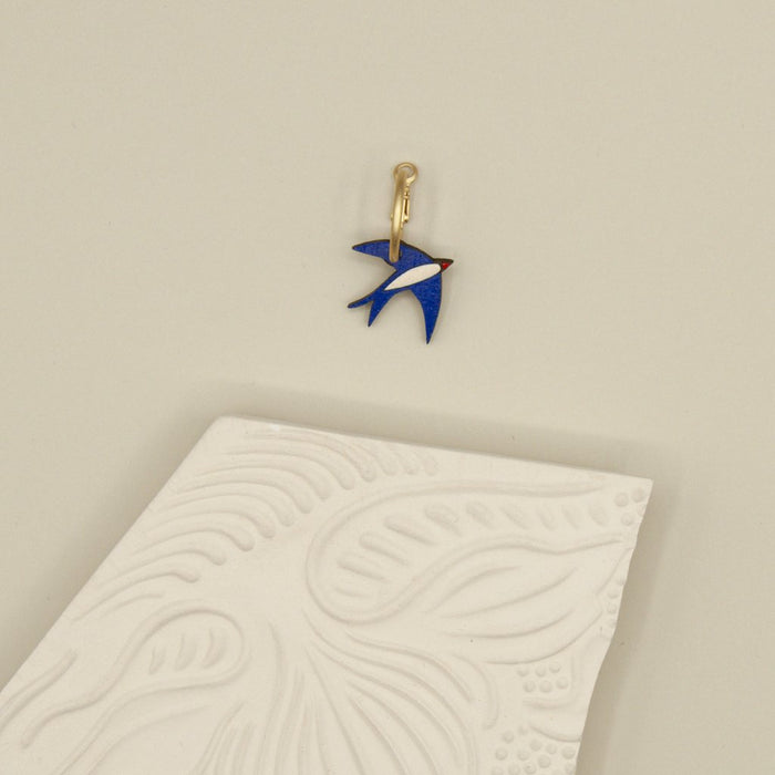 Pendientes de aro -  Navy blue swallow