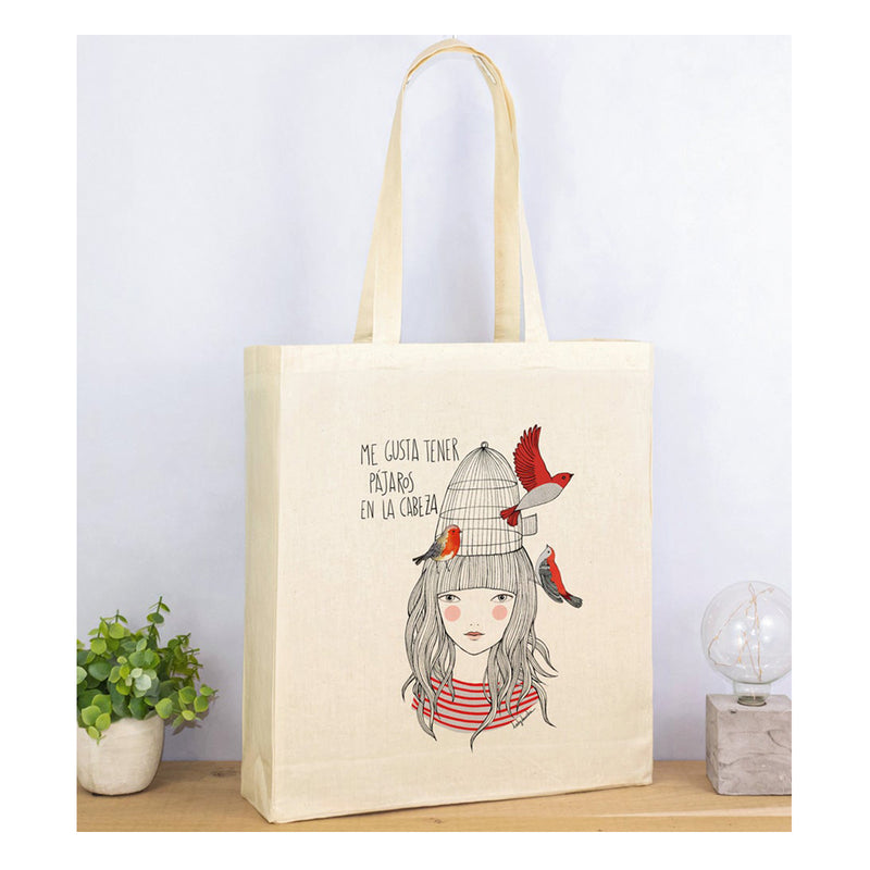Tote Bag - "Pájaros en la cabeza" de Lady Desidia