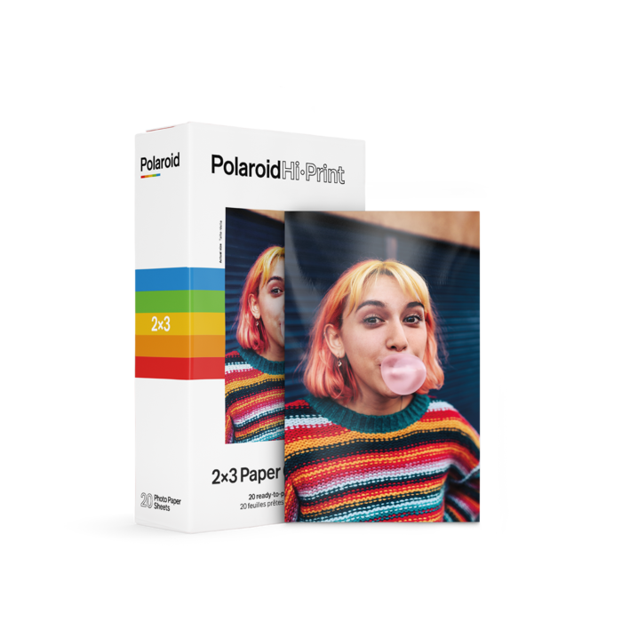 caja cartucho papel fotografico para impresora Polaroid HI-Print y foto de muestra