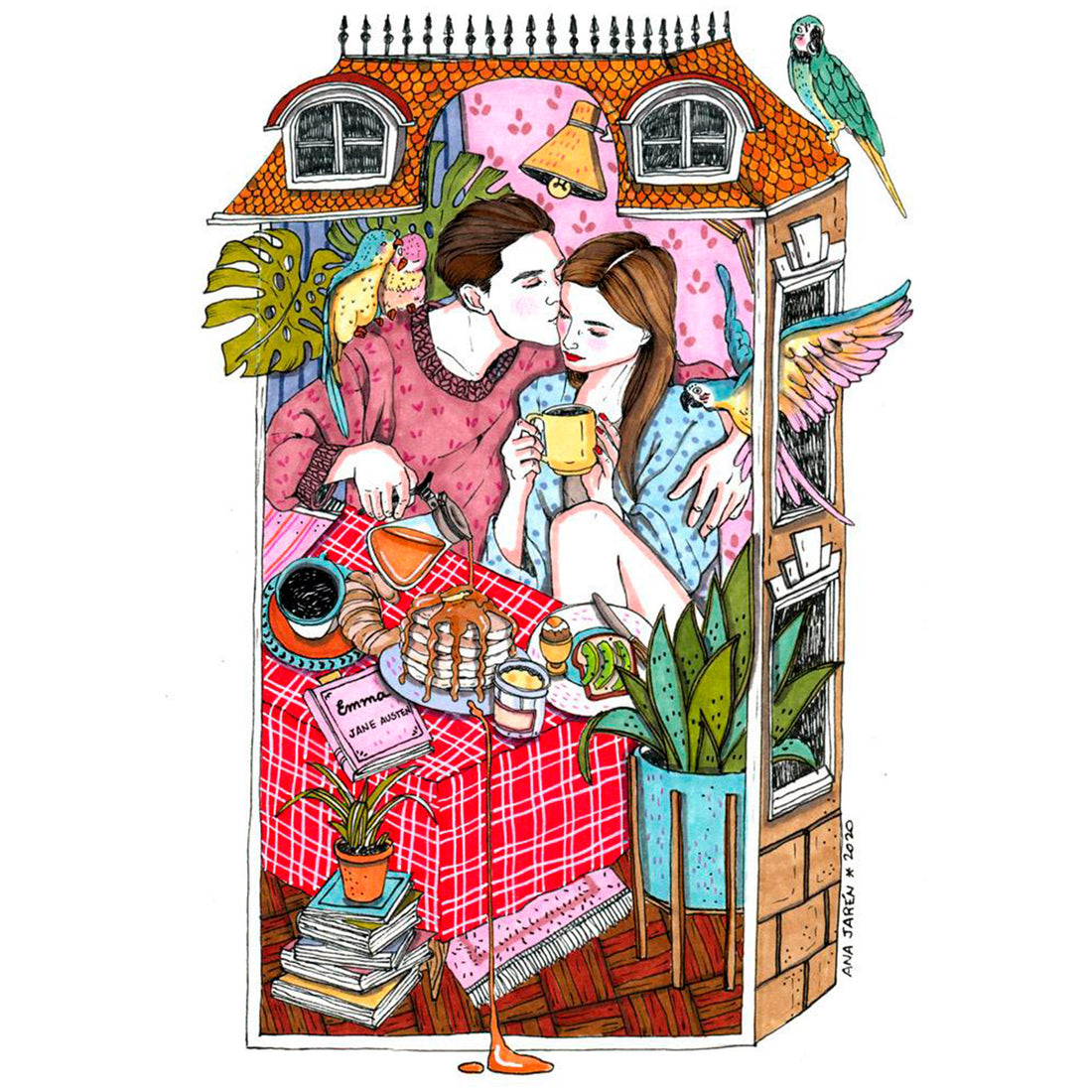 Print de Ana Jarén A4 - "Brunch Couple"