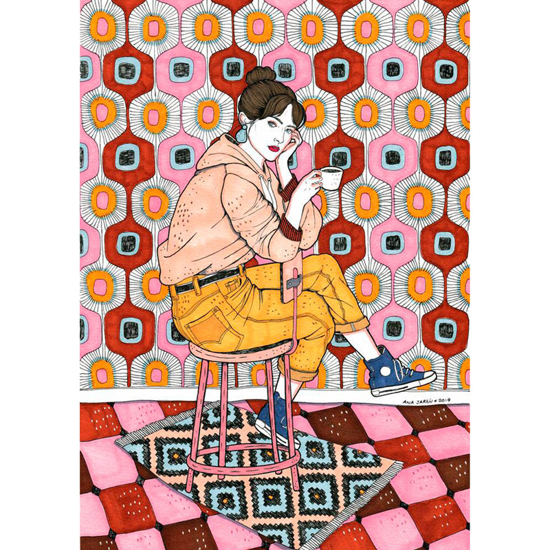 Print de Ana Jarén A4 - "Girl drinking IV"