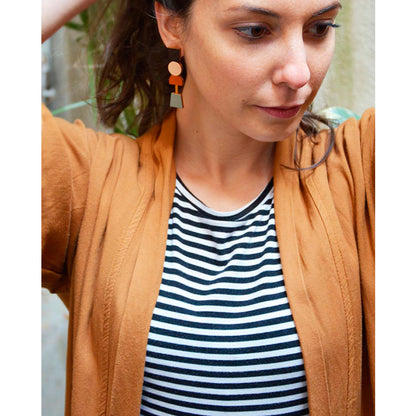 Pendientes - Totem Earrings Negro, Terracota, Nude y Verde Oliva